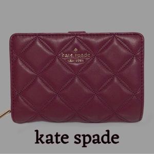 NWOT kate spade New York, Natalie, Leather Compact Bi-fold Wallet, Blackberry